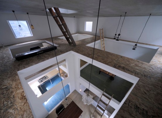 Ultra Minimalist House With Ladders Connecting Strories