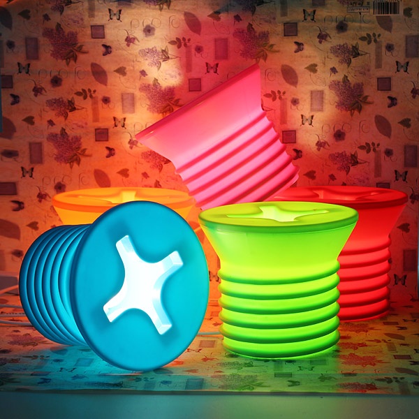 colorful screw table lamps will give a cheerful modern feel to any space and bring a bit of fun to it