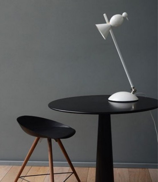 a fun white table lamp with a mini bird shape is a stylish and quirky idea suitable for a contemporary or minimalist space