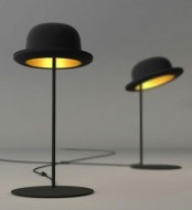 fun hat table lamps in black are great for a modern space and will give a slight cheerful feel to the space