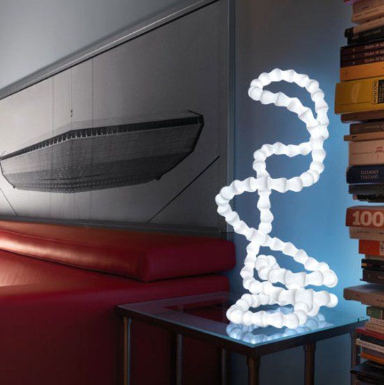 a unique DNA inspired curving table lamp will bring much light and interest to your space