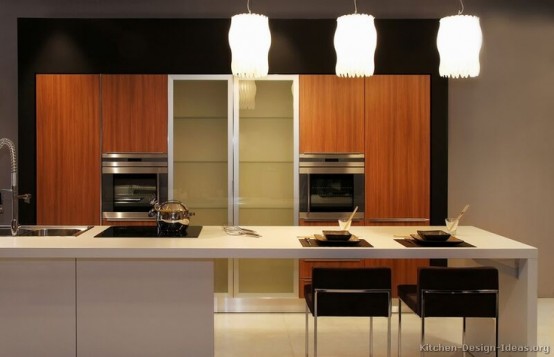 a neutral minimalist kitchen island with a white countertop, a cooker, a sink and an eating space