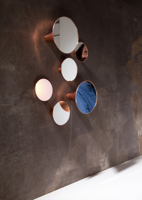 a whole arrangement of round copper mirrors like that can become your gallery wall in a bedroom, closet, bathroom or entryway