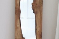 a piece of wood with living edges and with mirror integrated will be a nice organic and natural decor idea with a touch of shine