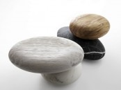 Unique Pave Stone Seating From Marble And Wood