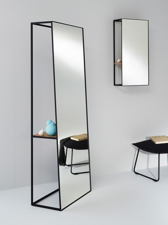 Unique Voluminous Chassis Mirrors With Shelves