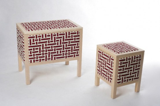 Unusual Furnitre Covered With Elastic Bands