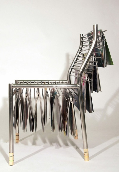 Unusual Magazine Rack And Chair In One