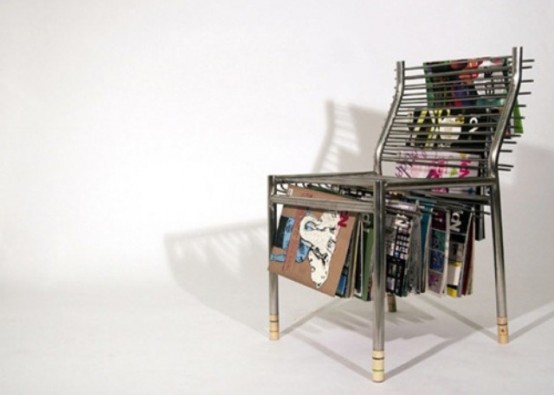 Unusual Magazine Rack And Chair In One