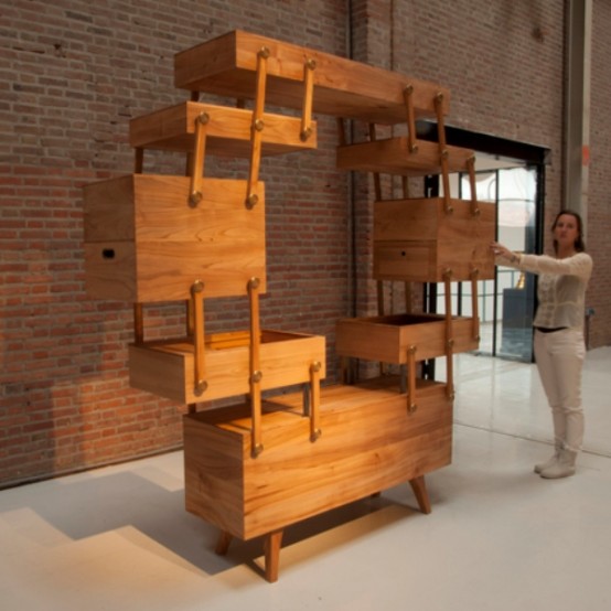 Unusual Sewing Box Cabinet With A Tricky Mechanism