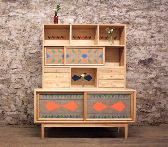 Unusual Wooden Furniture With Bright Geometric Patterns