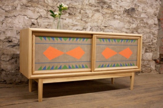 Unusual Wooden Furniture With Bright Geometric Patterns