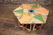 Unusual Wooden Furniture With Bright Geometric Patterns
