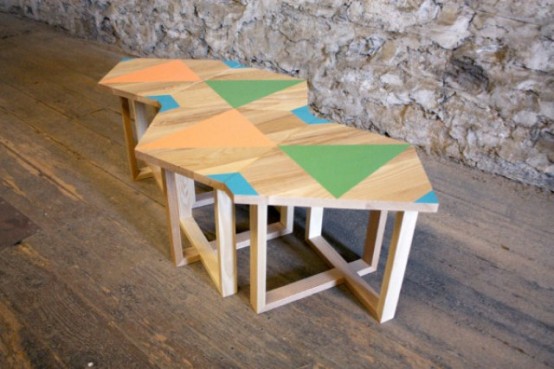 Unusual Wooden Furniture With Bright Geometric Patterns