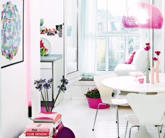 Very Femenine Apartment Interior With Dominant Pink Color