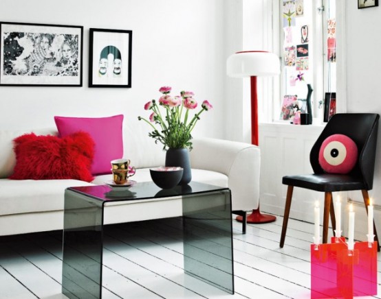 Very Femenine Apartment Interior With Dominant Pink Color