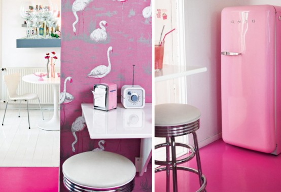 Very Femenine Apartment Interior With Dominant Pink Color