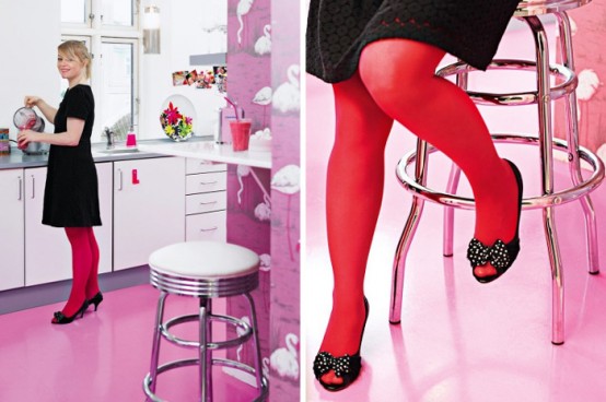 Very Femenine Apartment Interior With Dominant Pink Color