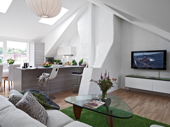 Very Modern Swedish Loft Design With Terrace