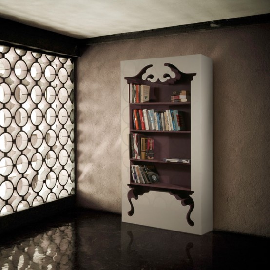 Vintage Bookcase Embedded Into a Modern Form