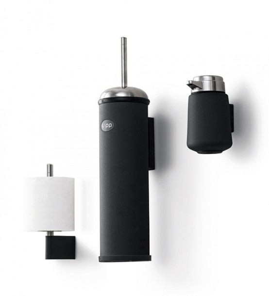Wall Mounted Stainless Steel and Rubber Bathroom Accessories – Vipp On The Wall