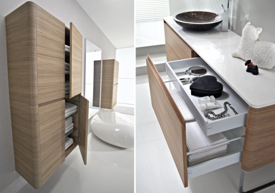 Walnut Bathroom Furniture With Rounded Corners Seventy By Idea Group