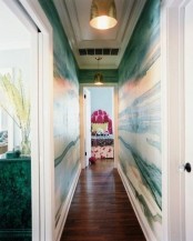 green watercolor walls are a great alternative to blank white walls, they will make your space more eye-catchy