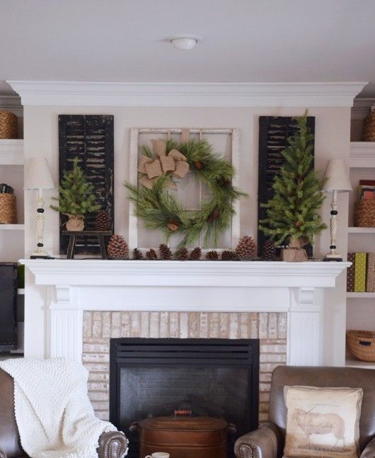 evergreen decor and mini trees plus pinecones are amazing for cozy and natural Christmas and holiday decor