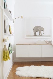 Hanging IKEA Besta unit with a wooden tabletop