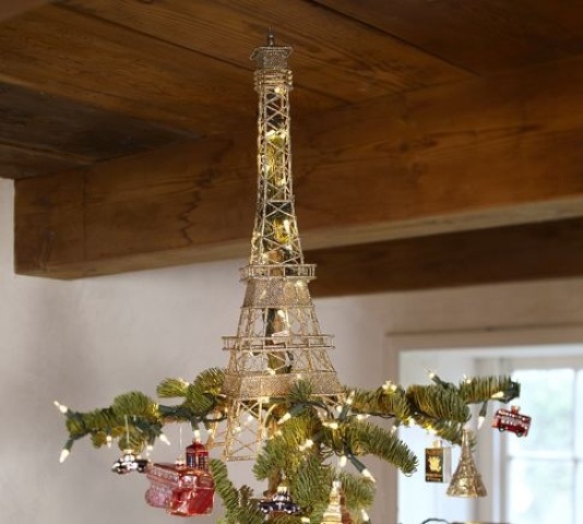 a pretty and creative Eiffel Tower Christmas tree topper with lights will show off your love to Paris