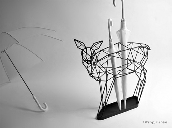 Whimsy Deer And Crane Umbrella Stands With Origami Like Silhouettes