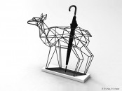 Whimsy Deer And Crane Umbrella Stands With Origami Like Silhouettes