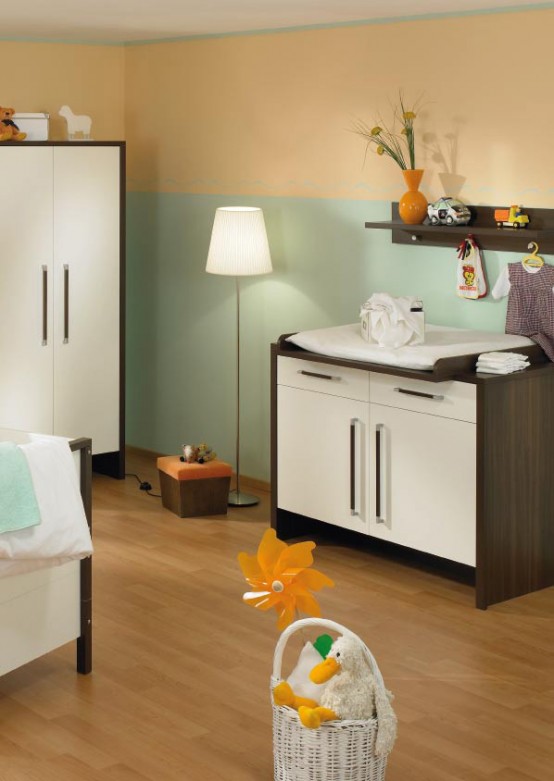 White And Wood Baby Nursery Furniture Sets By Paidi