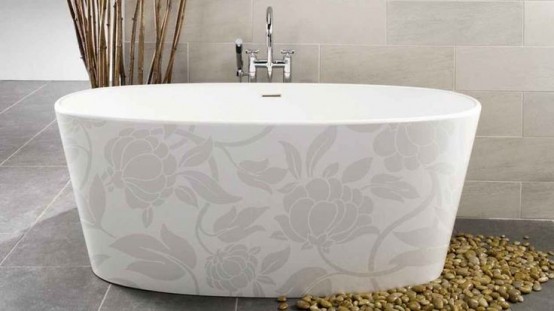 White Bathroom Appliances With Patterns And Textures