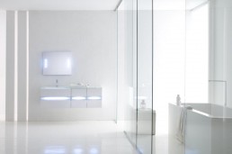 White Bathroom Furniture With Fluorescent Light Fixtures By Arlex Italia
