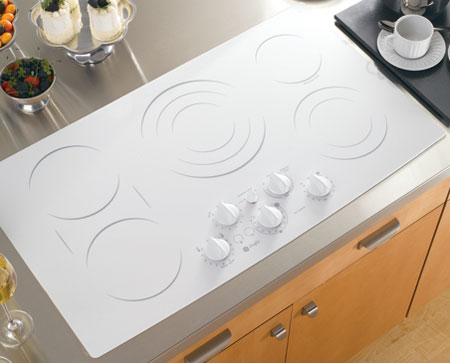 white electric cooktop
