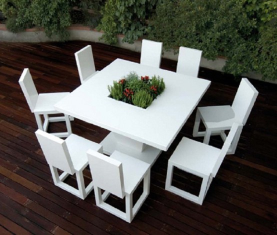 White Garden Furniture Of Recycled Materials