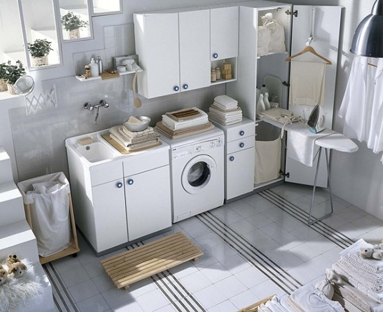 White Laundry Room Design