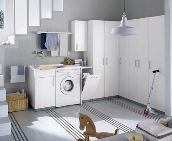 White Laundry Room Design