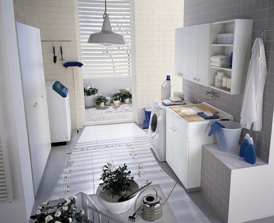 White Laundry Room Design