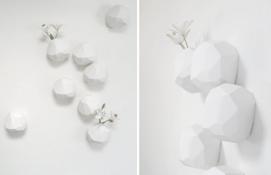 White Minimalist Vases Of Sculptural Shapes