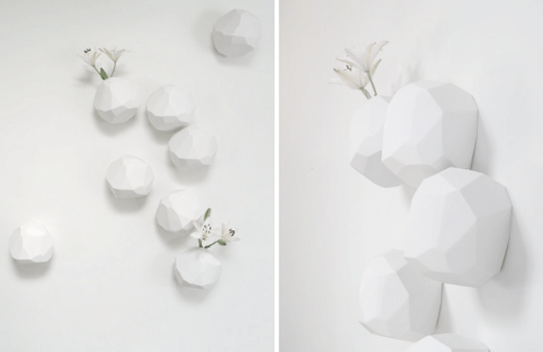 White Minimalist Vases Of Sculptural Shapes