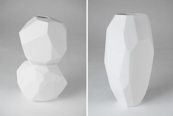 White Minimalist Vases Of Sculptural Shapes