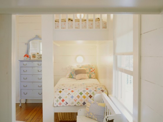 White Wood Shared Kids Bedroom