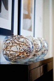 round glass bowls with willow is a modern and fresh take on traditional spring home decor