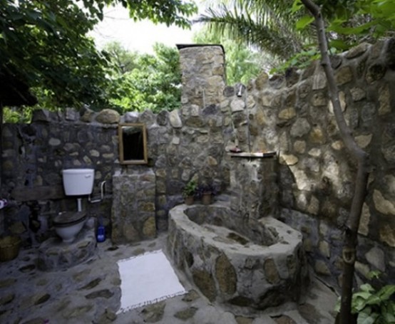 an outdoor bathroom fully made of stone is a cool idea to feel closer to nature and more outdoorsy an outdoor bathroom fully made of stone is a cool idea to feel closer to nature and more outdoorsy
