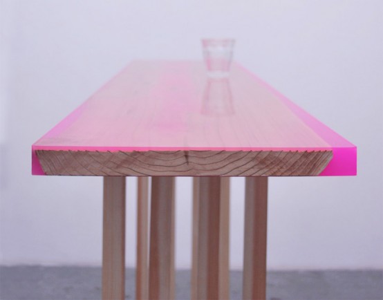 ‘Floating Rose’ Preserved Flower and Epoxy Resin Solid Wood Table