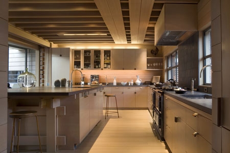 wooden house kitchen creekside residence