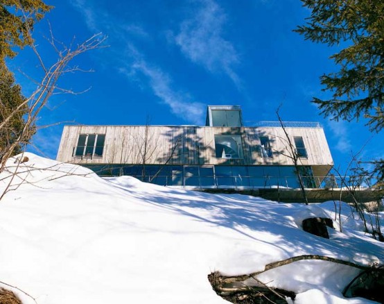 Contemporary Wooden House on the Hill with Outstanding Staircase