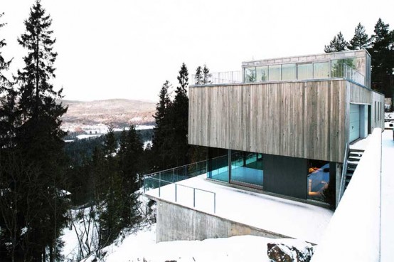 Wooden House On The Hill With Staircase